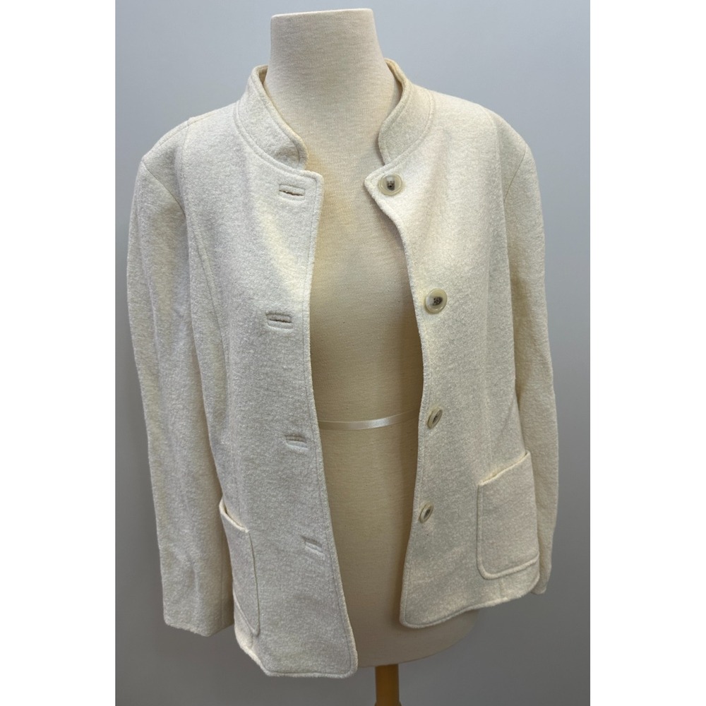 Talbots Boiled Wool Stand Collar JacketIvory Cream Button Pockets Plus Size 16 - Picture 5 of 9